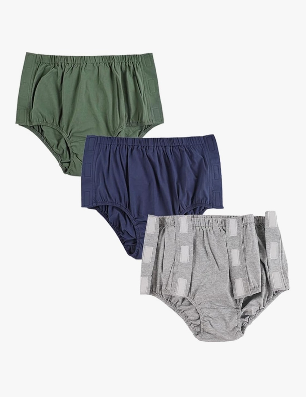 Unused Reusable Tear-Away Incontinence Underwear for Adults - Olive, Navy & Gray